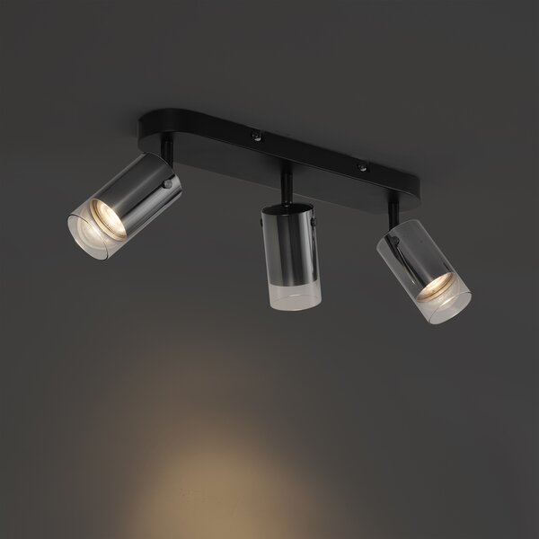 Sodobni stropni reflektor Gunmetal 3-luči vrtljiv in nastavljiv - Drain