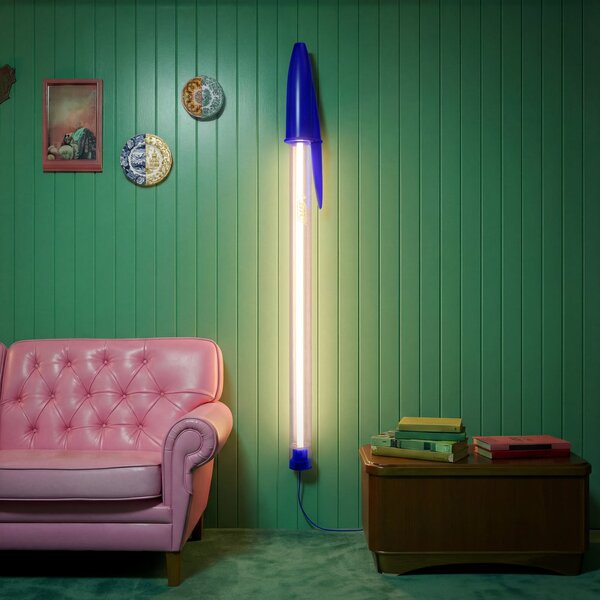 SELETTI LED obesna svetilka BIC, modra, dolžina 173 cm, Modra, Dnevna soba / jedilnica, Plastika, Dizajn