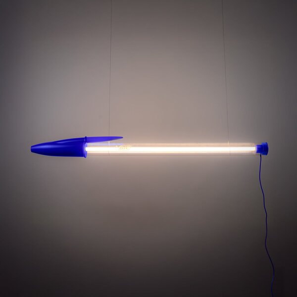 SELETTI LED obesna svetilka BIC, modra, dolžina 173 cm, Modra, Dnevna soba / jedilnica, Plastika, Dizajn