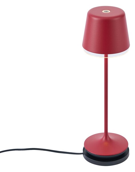 Namizna svetilka rdeča vklj. LED IP65 polnilna s polnilno postajo - Treble