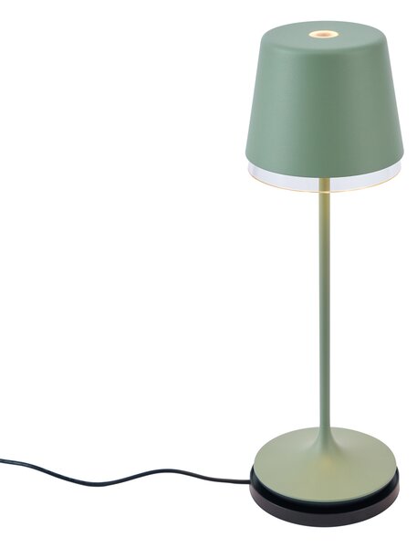 Namizna svetilka zelena vklj. LED IP65 polnilna s polnilno postajo - Bass
