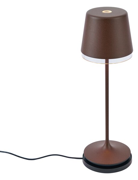 Namizna svetilka rjave barve, vklj. LED IP65, polnilna s polnilno postajo - Bass