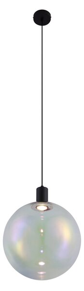 Dizajnerska viseča svetilka črna s steklom mavrice 35 cm - Mallon