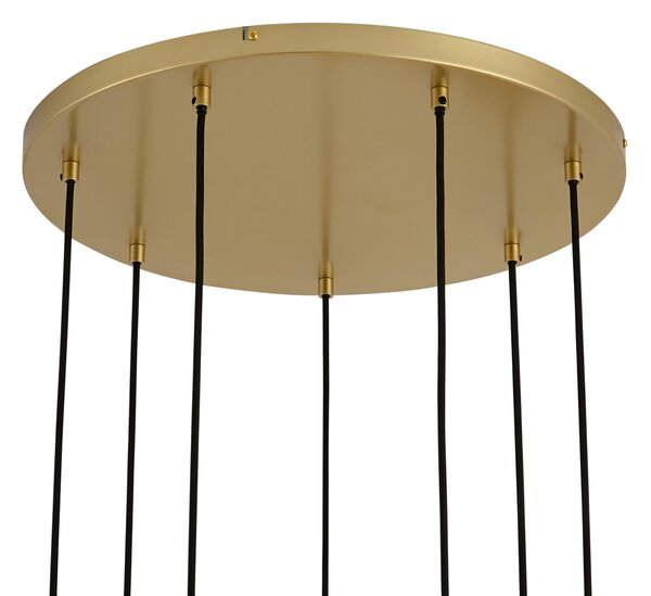 Art Deco viseča svetilka zlata z mavričnim steklom 7-luči - Sandra