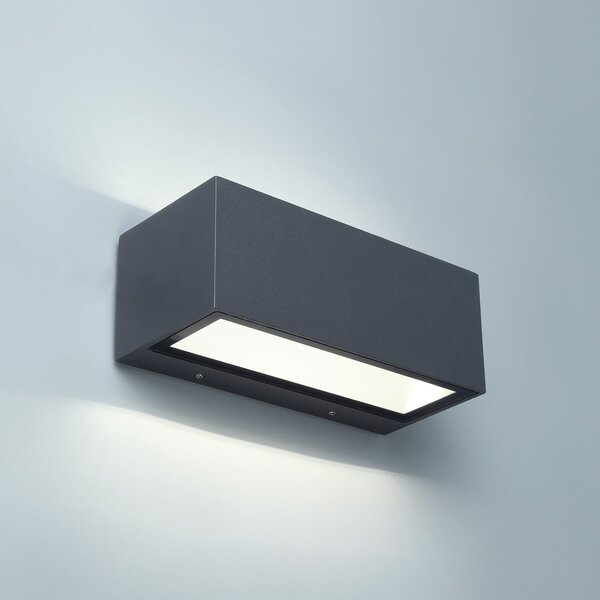 LUTEC Zunanja LED-stenna svetilka GEMINI, temno siva, 22 cm, IP54, svetloba, Siva, Aluminij, Sodobni, Stenska kotna