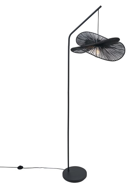 Art Deco stoječa svetilka črna s črnim senčilom - Nest