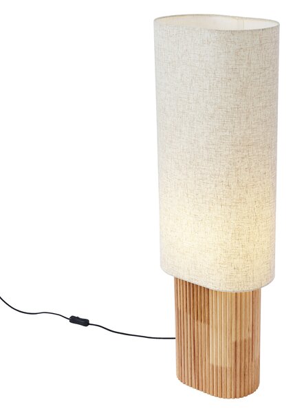 Japandi stoječa svetilka lesena z lanenim senčilom 90cm - Lamel