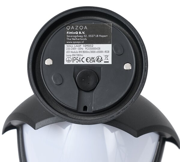 Pametna zunanja stenska svetilka črna z opalnim steklom vklj. LED IP54 - Classica