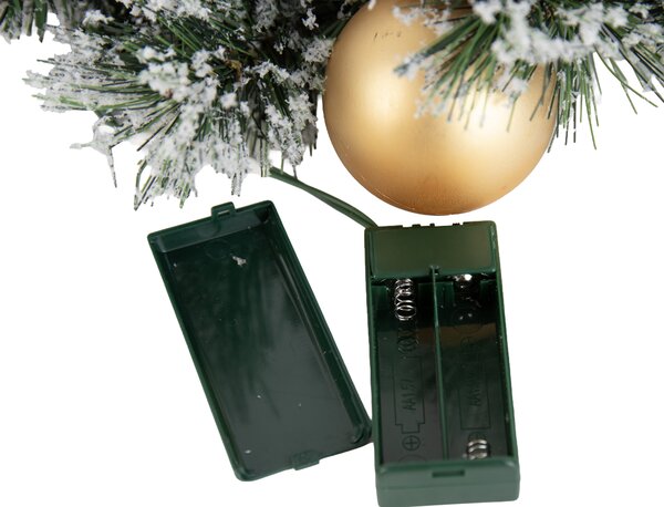 Božični venček bel z zlatom 45 cm vklj. LED s časovnikom - Jack