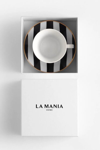 La Mania Skodelica s podstavkom La Mania Stripes 200 ml