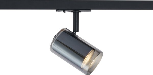 Sodobni reflektor črn z dimnim steklom za 1-fazni sistem tirnic - Iconic Lloyd