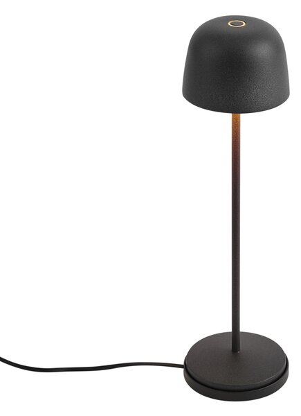 Namizna svetilka črna vklj. LED polnilna s polnilno postajo IP65 - Raika