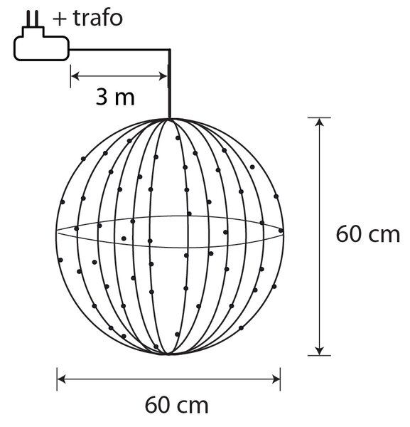 Božična viseča svetilka krogla bela 60 cm vklj. LED s časovnikom IP44 - Nobi