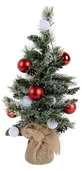 Božično drevo belo z rdečo barvo 60 cm vklj. LED s časovnikom - Jack