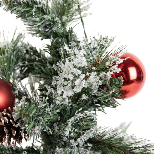 Božično drevo belo z rdečo barvo 60 cm vklj. LED s časovnikom - Jack