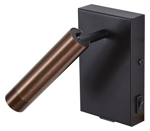 Moderna stenska svetilka črna s temno bronasto nastavljiva z USB-C - Croft