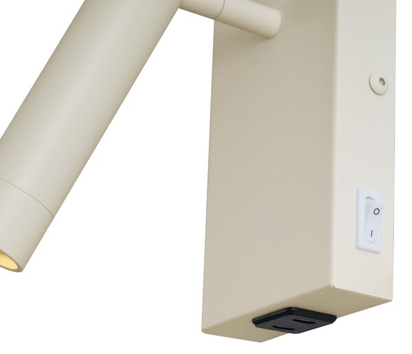 Moderna stenska svetilka bež nastavljiva z USB-C - Croft