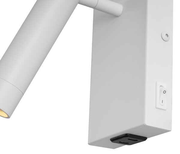 Moderna stenska svetilka bela nastavljiva z USB-C - Croft
