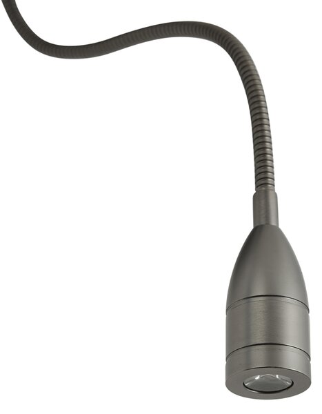 Moderna stenska svetilka gunmetal s črnim senčilom in bralno roko vklj. LED - Bergamo
