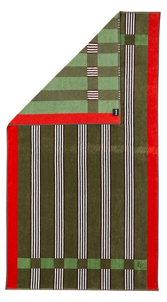 BOSS Bombažna brisača za plažo BOSS VENTO Kaki 90 x 160 cm
