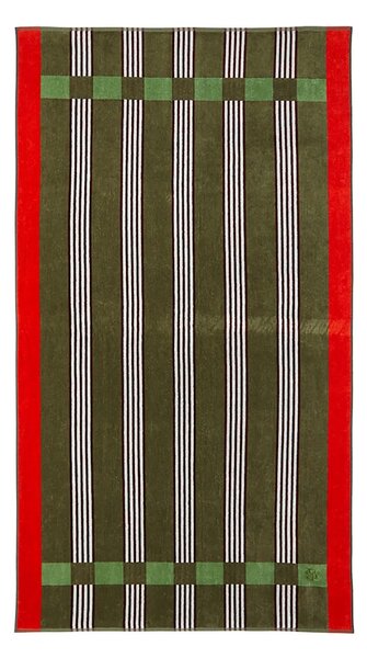 BOSS Bombažna brisača za plažo BOSS VENTO Kaki 90 x 160 cm