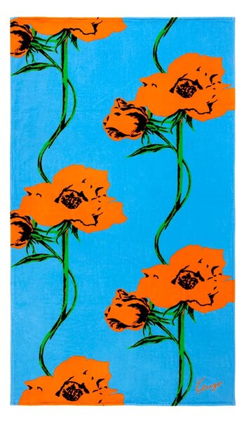 Kenzo Bombažna brisača za plažo Kenzo KPOP Turquoise 100 x 170 cm