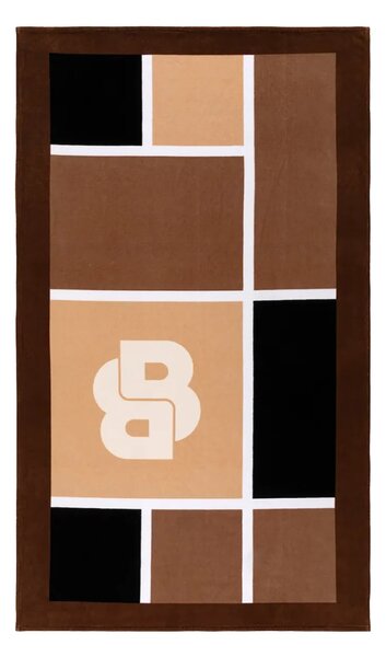 BOSS Bombažna brisača za plažo BOSS OSCAR Camel 100 x 170 cm