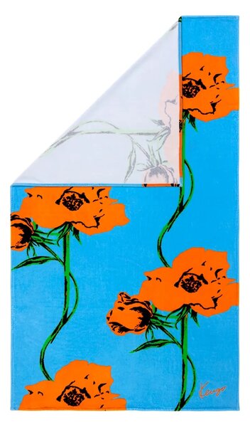 Kenzo Bombažna brisača za plažo Kenzo KPOP Turquoise 100 x 170 cm