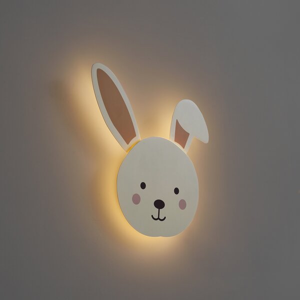Otroška stenska svetilka bež z detajli, vklj. LED s 3-stopenjskim zatemnjevanjem - Benny the Bunny