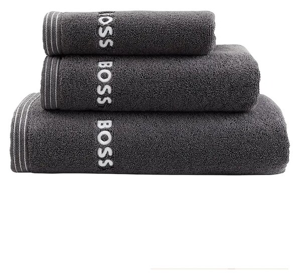 BOSS Srednje velika bombažna brisača BOSS EDGE Graphite 70 x 140 cm