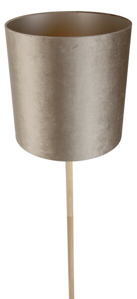 Lesena stoječa svetilka s taupe žametnim senčilom 40 cm - Mels