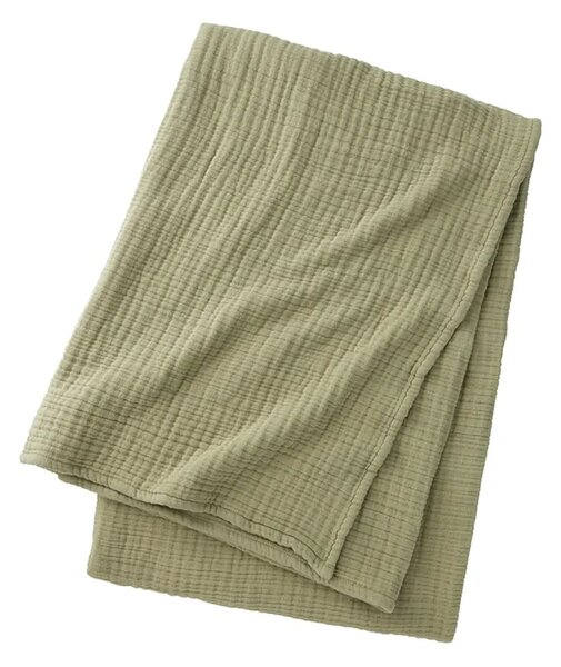 BOSS Bombažno posteljno pregrinjalo BOSS LOWEN Khaki 130 x 170 cm