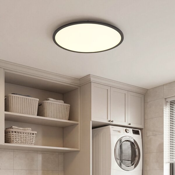 Pametna LED plošča črna 60 cm vklj. LED zatemnitev do tople z daljinskim upravljalnikom - Knob
