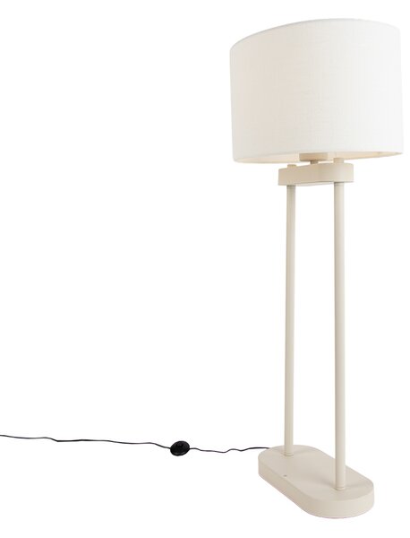 Stoječa svetilka bež z ovalnim belim platnenim senčilom 35 cm - Thijmen