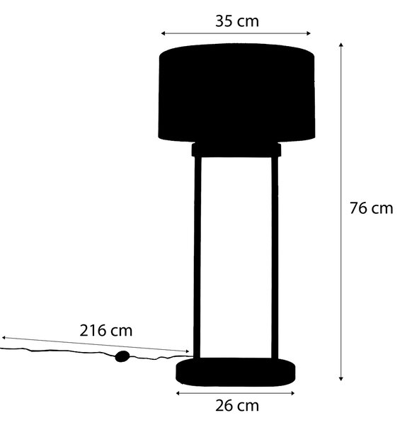 Stoječa svetilka bež z ovalnim belim platnenim senčilom 35 cm - Thijmen
