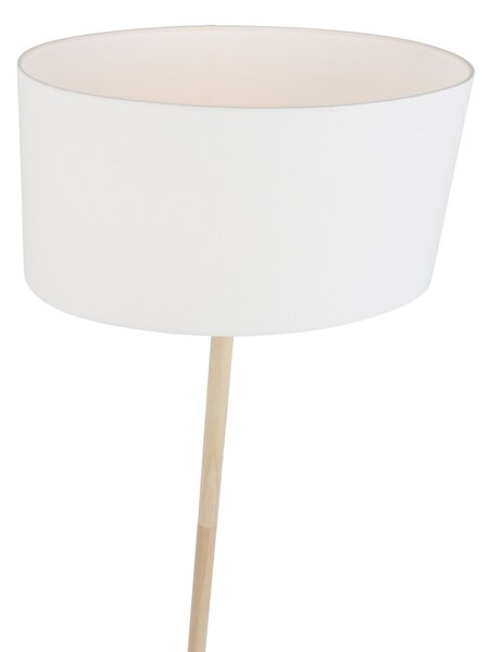 Lesena stoječa svetilka z ovalnim platnenim senčilom bela 50 cm - Mels