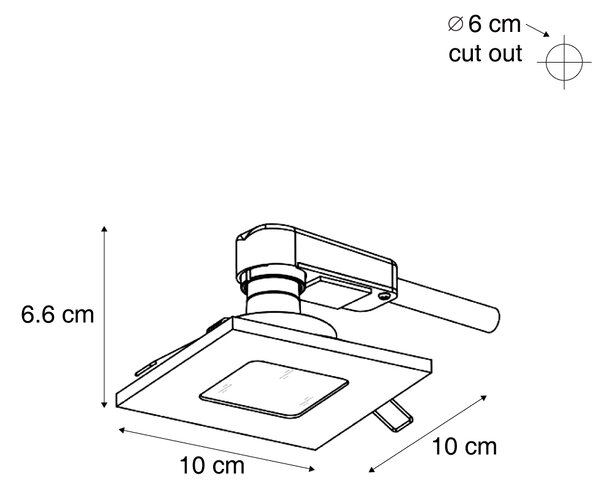 Komplet 6 modernih vgradnih reflektorjev temno bronaste kvadratne oblike IP44 - Qure