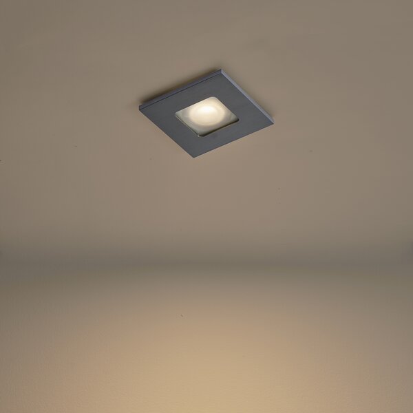 Komplet 6 modernih vgradnih reflektorjev Gunmetal Square IP44 - Qure