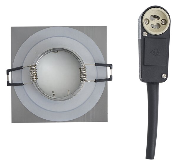 Komplet 6 modernih vgradnih reflektorjev Gunmetal Square IP44 - Qure