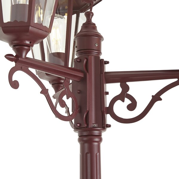 Klasična zunanja svetilka temno rdeča 220 cm 3-luči IP44 - Havana