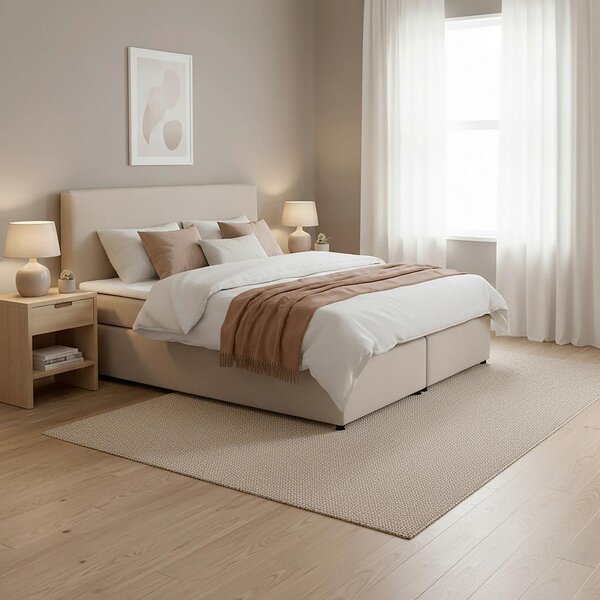 Bessagi Home Postelja Boxspring Melina, Bež, Z Nadvložkom, 180x200