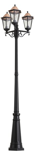 Klasična zunanja svetilka črna z bakrom 220cm 3-luči IP44 - Havana