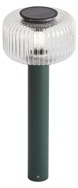 Moderna zunanja talna svetilka zelena z rebrastim steklom, vklj. LED solarna IP65 - Ribble Mushroom