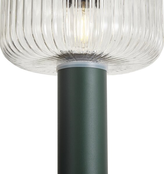 Moderna zunanja talna svetilka zelena z rebrastim steklom, vklj. LED solarna IP65 - Ribble Mushroom