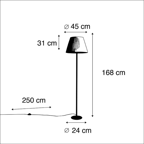Moderna stoječa svetilka črna z belim nabranim odtenkom 45 cm - Simplo