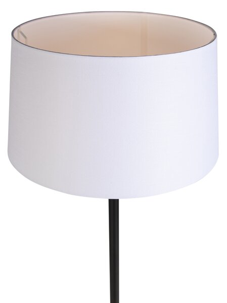 Stoječa svetilka črna s platnenim odtenkom bele barve 45 cm - Simplo