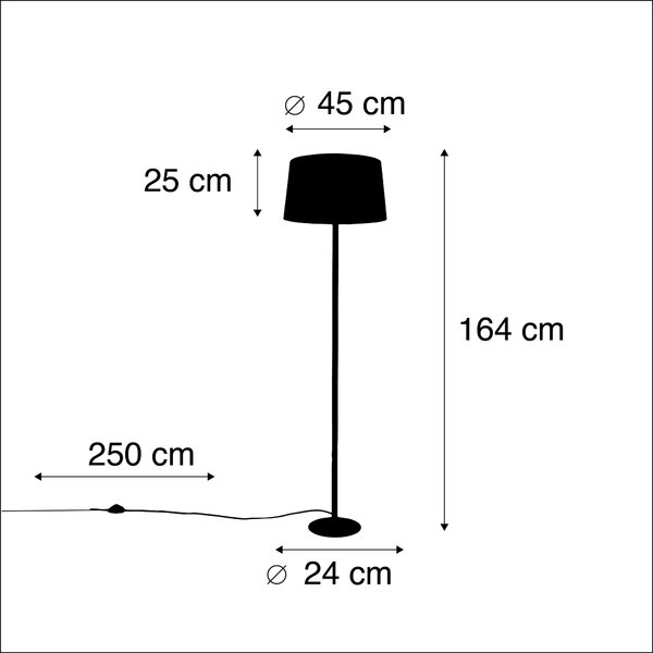 Stoječa svetilka črna z laneno kapico temno sive barve 45 cm - Simplo