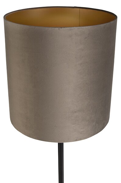 Stoječa svetilka črna z taupe in zlatim žametnim odtenkom 40 cm - Simplo