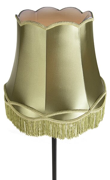 Retro stoječa svetilka črna z babičinim odtenkom zelena 45 cm - Simplo