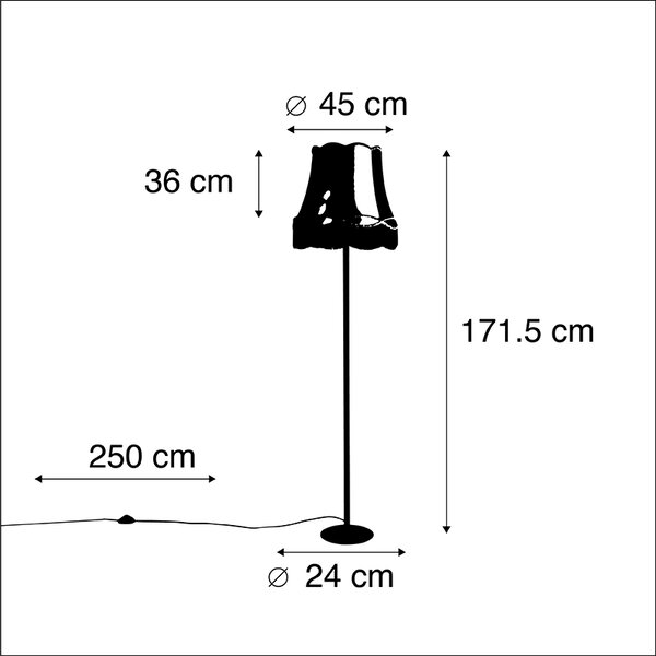 Retro stoječa svetilka črna z zlatim odtenkom babice 45 cm - Simplo